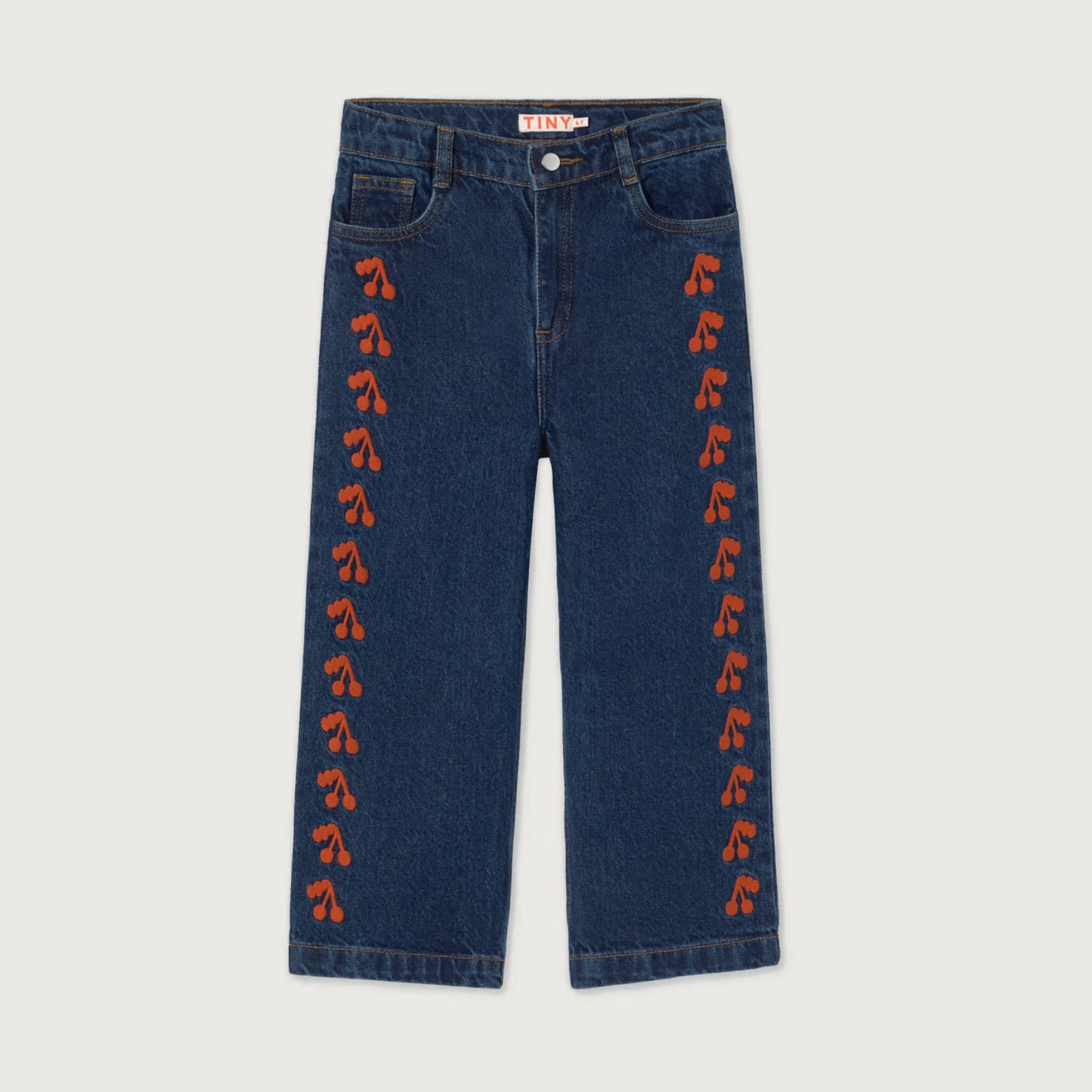 Tinycottons CHERRIES embroidered jeans navy