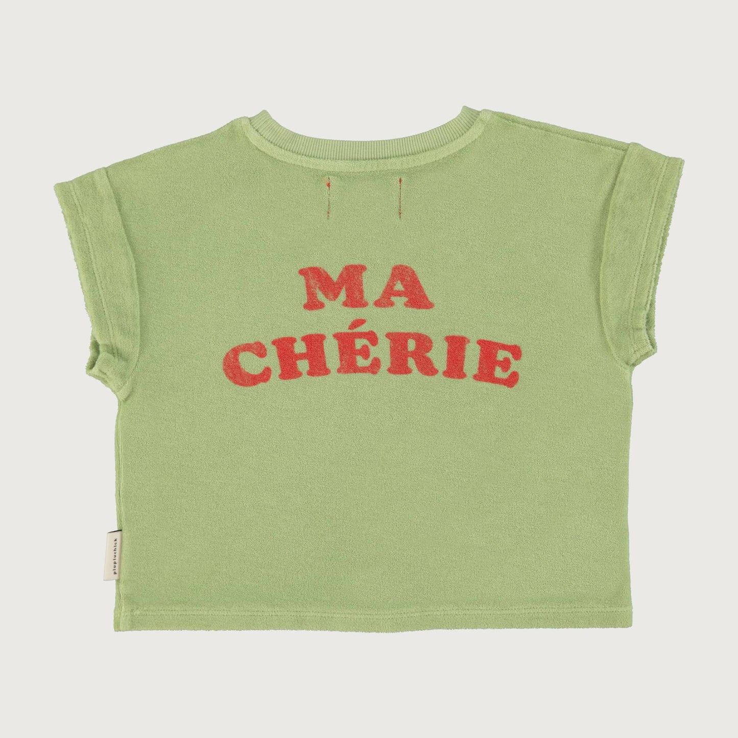 Piupiuchick T-shirt light olive with CHERRY print