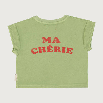 Piupiuchick T-shirt light olive with CHERRY print