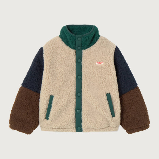 Tinycottons COLOR BLOCK polar sherpa jacket dark green