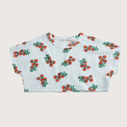 Bobo Choses JUICY TOMATOES all over cropped T-shirt light blue