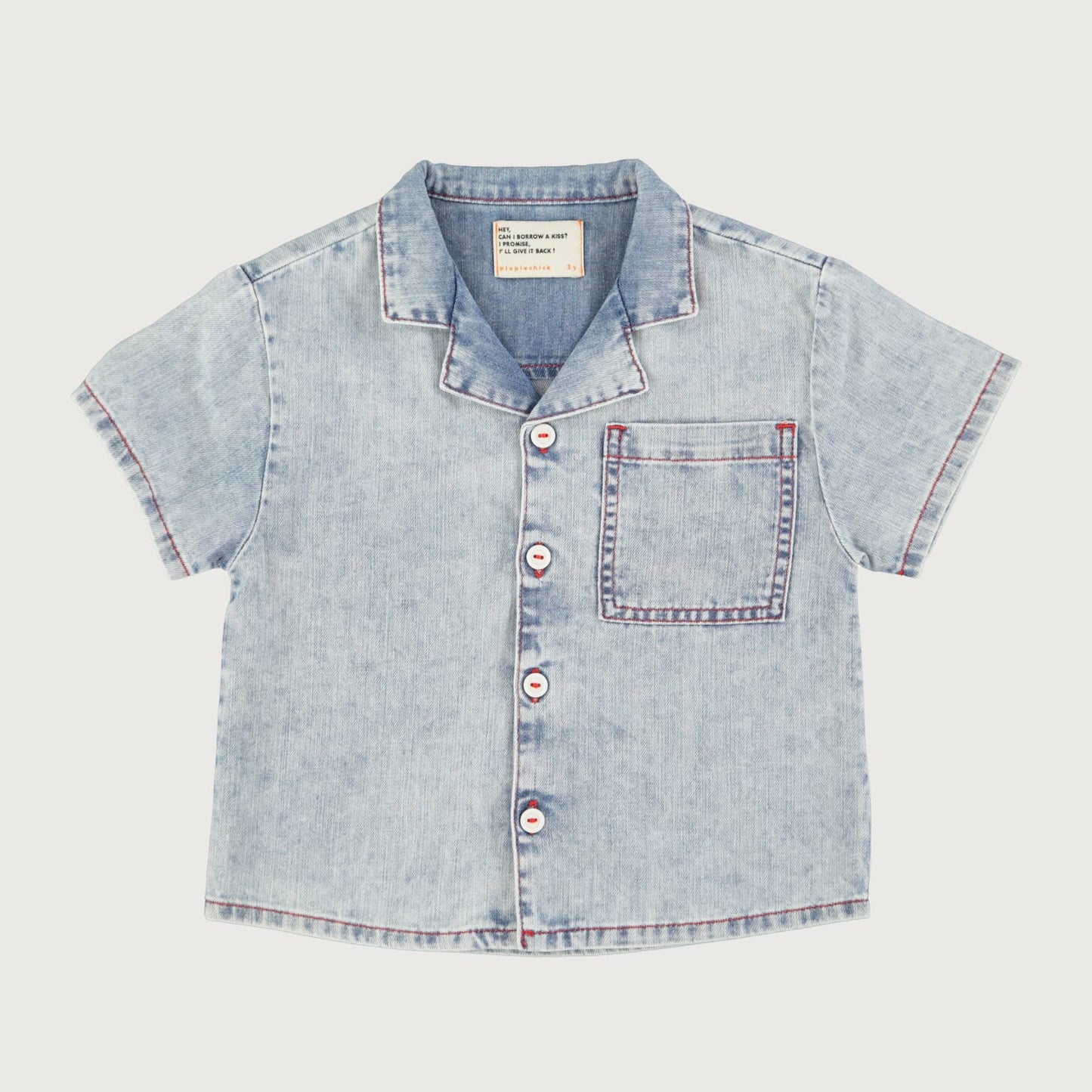 Piupiuchick Hawaiian shirt blue light denim