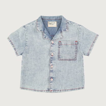 Piupiuchick Hawaiian shirt blue light denim
