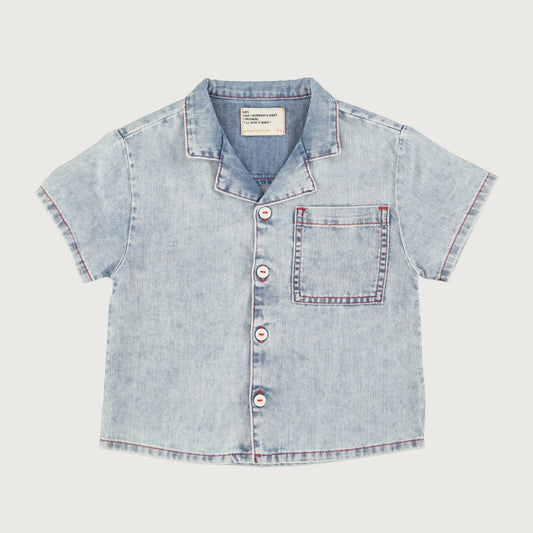 Piupiuchick Hawaiian shirt blue light denim