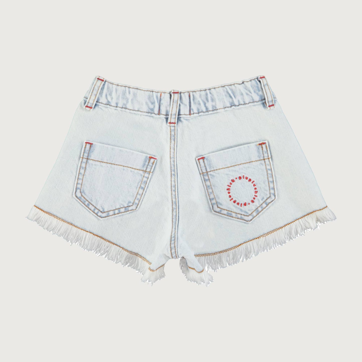 Piupiuchick Shorts with FRINGES washed light blue denim