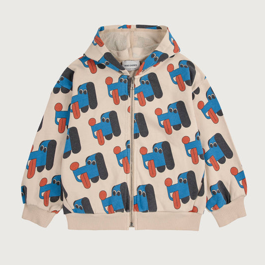 Bobo Choses DOGGY MATE all over zipped hoodie offwhite