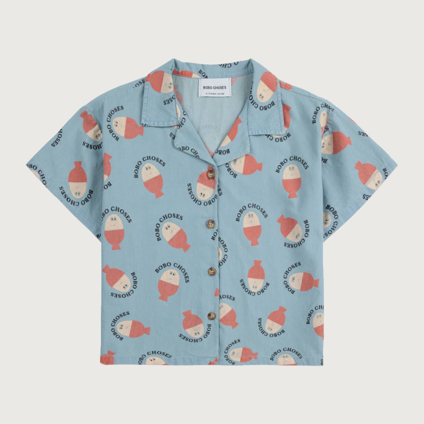 Bobo Choses MORNING EGG allover light denim shirt / 2-3Y