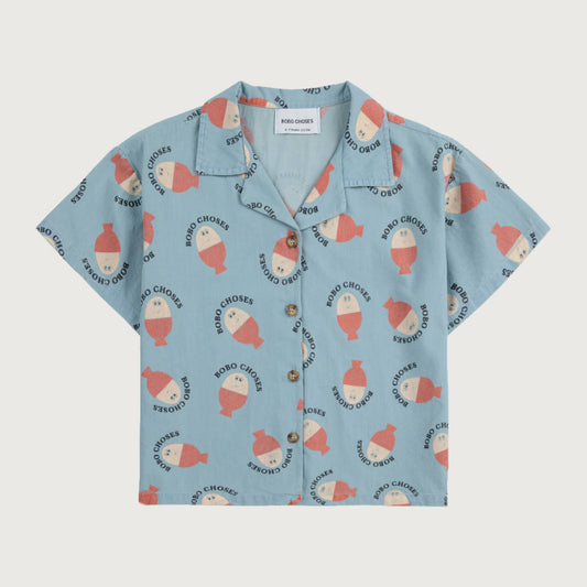 Bobo Choses MORNING EGG allover light denim shirt / 2-3Y