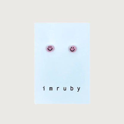 Imruby ELLE smiley stud earrings