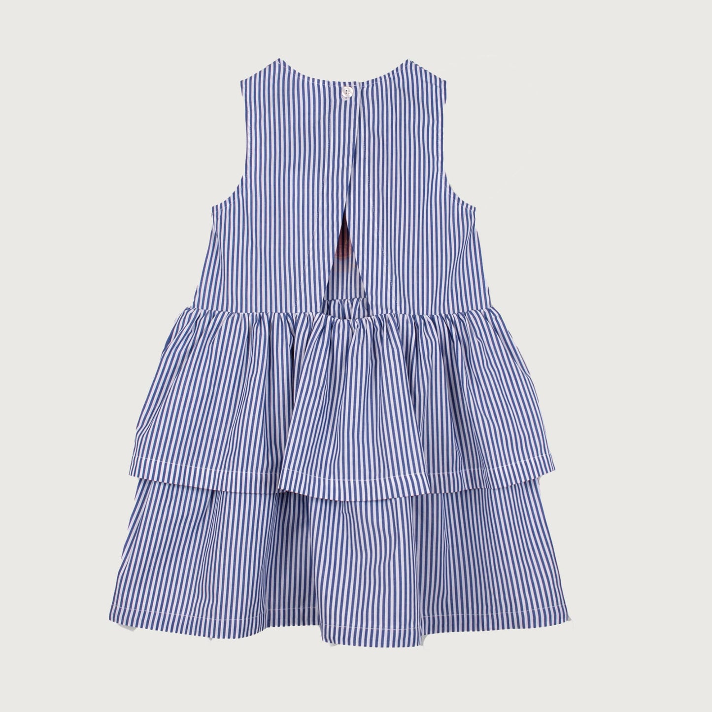 Wynken Fancy BOW Dress fine blue stripe