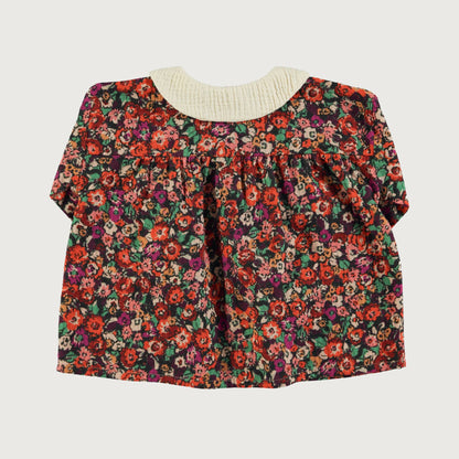 Piupiuchick Peter pan collar blouse multicolor flowers / 4Y