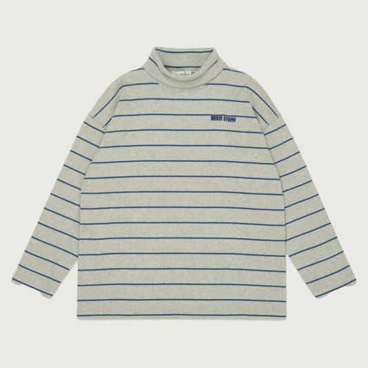 Main Story Roll neck rib top melange stripe