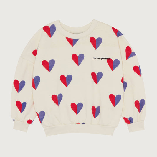 The Campamento Bicolor HEARTS sweatshirt ecru
