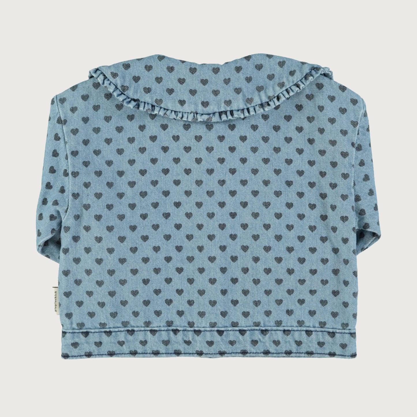 Piupiuchick Jacket washed blue denim with black HEARTS