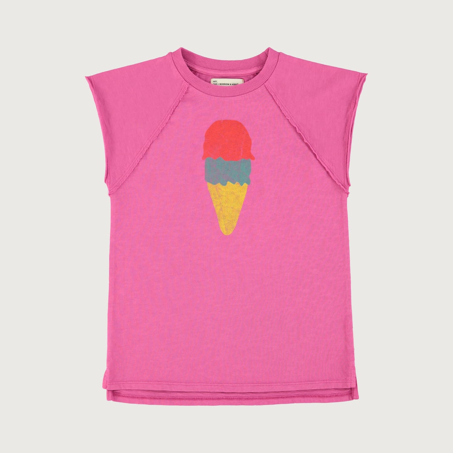 Piupiuchick T-shirt dress fuchsia with ICE CREAM print