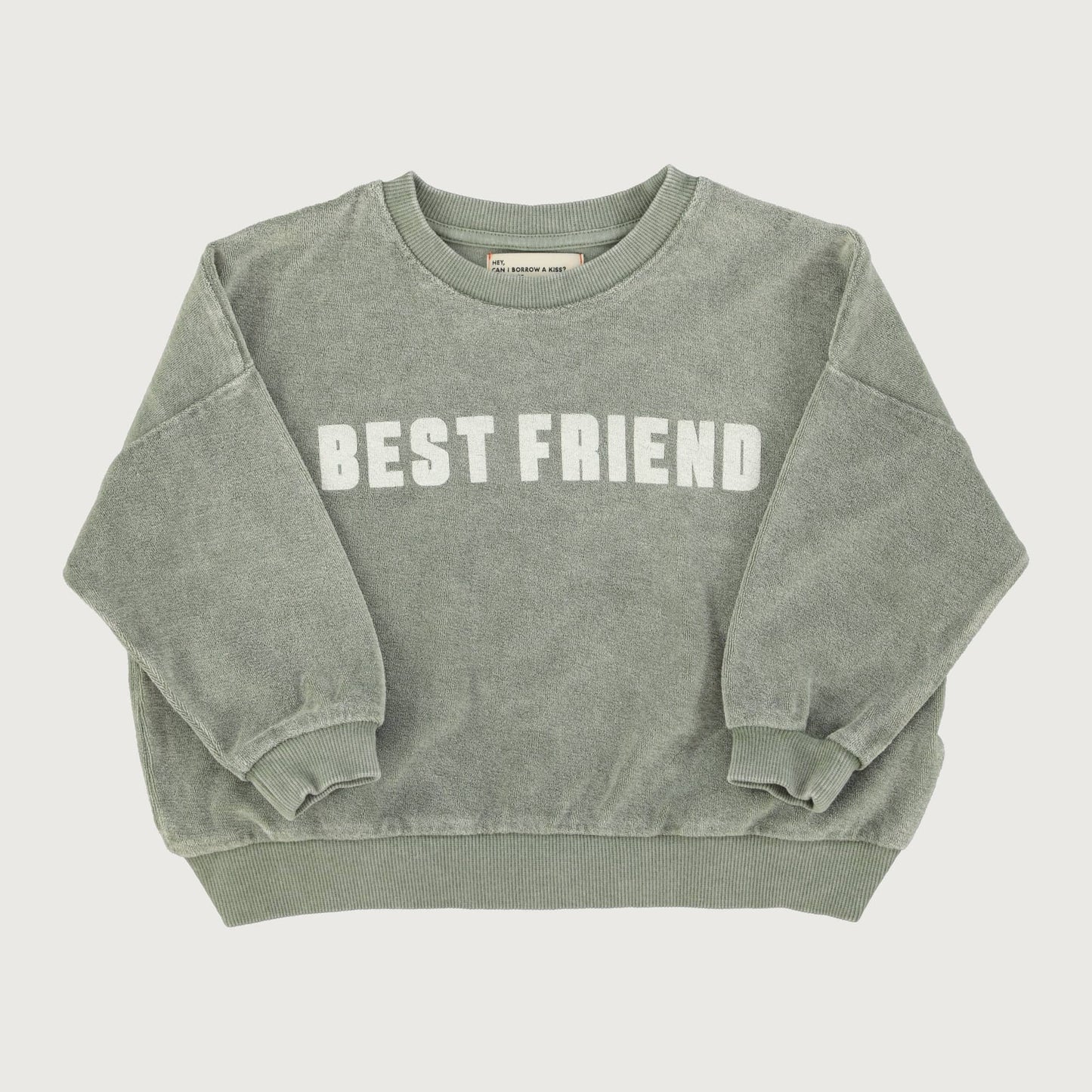 Piupiuchick Sweatshirt washed green with BEST FRIEND print