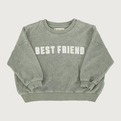 Piupiuchick Sweatshirt washed green with BEST FRIEND print
