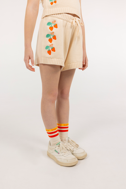 Tinycottons STRAWBERRIES knitted shorts light cream / 8Y