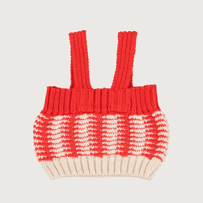Piupiuchick knitted top with straps ECRU & RED STRIPES