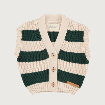 Piupiuchick knitted waistcoat ECRU & GREEN