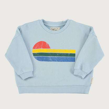 Piupiuchick light blue sweatshirt with MULTICOLOR WAVE print