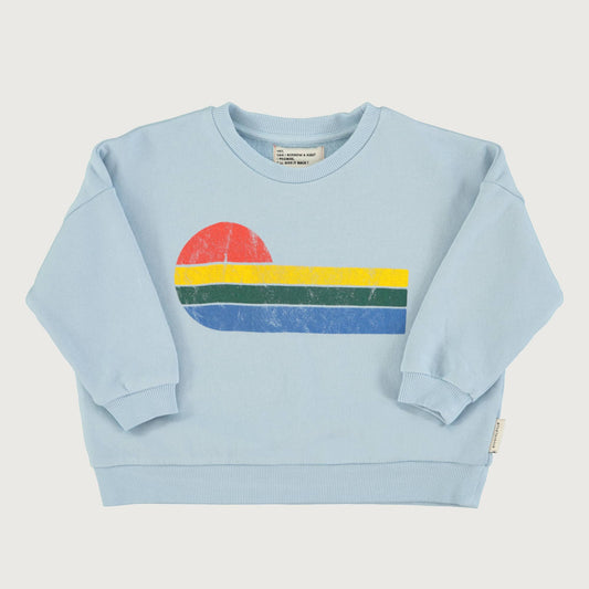Piupiuchick light blue sweatshirt with MULTICOLOR WAVE print
