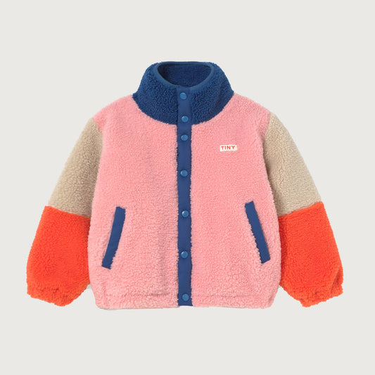 Tinycottons COLOR BLOCK polar sherpa jacket summer red