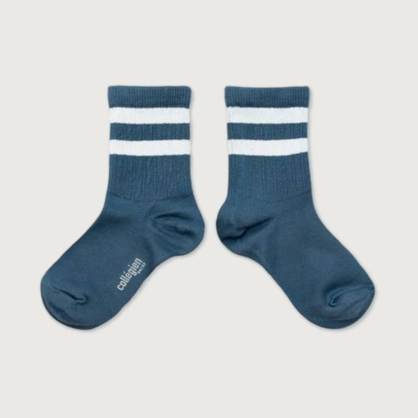 Collégien Nico ribbed varsity crew socks BLEU CENDRE