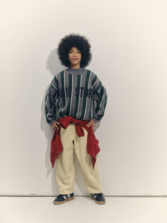 Main Story Sporty knit grey melange stripe knit