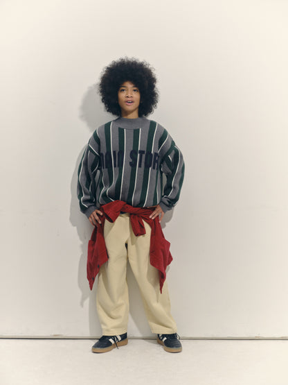 Main Story Sporty knit grey melange stripe knit