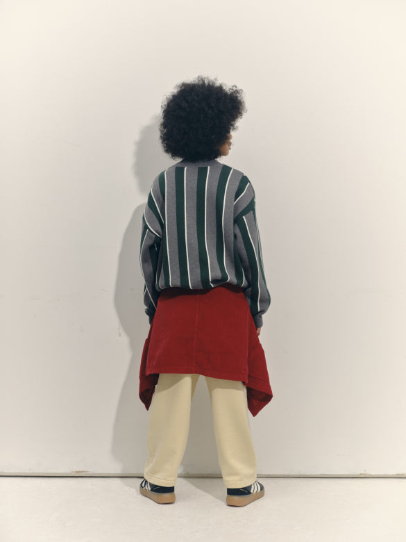 Main Story Sporty knit grey melange stripe knit