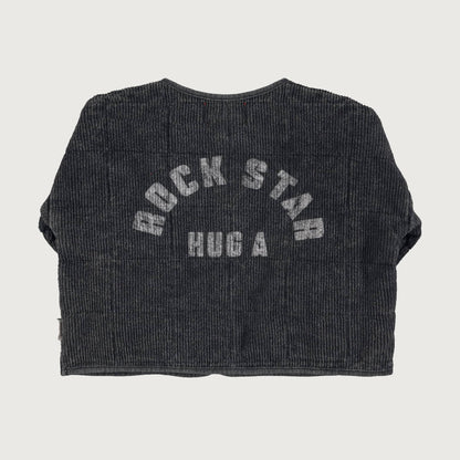 Piupiuchick Padded jacket washed black with ROCK STAR print