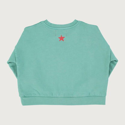 Piupiuchick Sweatshirt turquoise with PEACE print