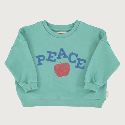 Piupiuchick Sweatshirt turquoise with PEACE print