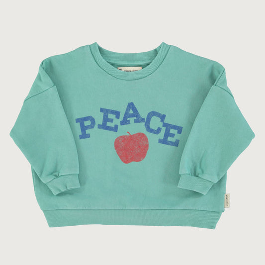Piupiuchick Sweatshirt turquoise with PEACE print