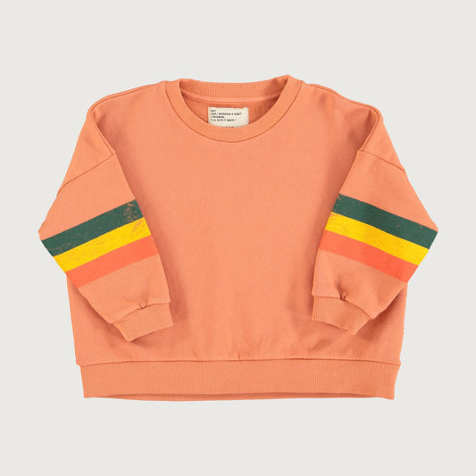 Piupiuchick peach sweatshirt with MULTICOLOR STRIPES