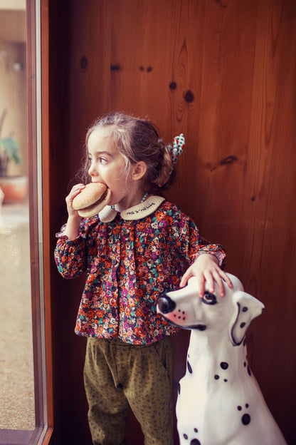 Piupiuchick Peter pan collar blouse multicolor flowers / 4Y
