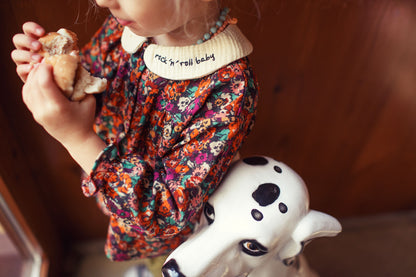 Piupiuchick Peter pan collar blouse multicolor flowers / 4Y