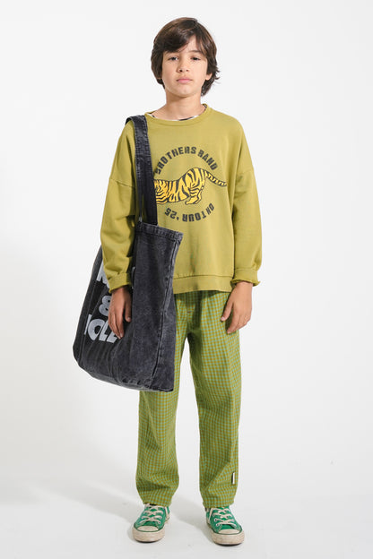 Piupiuchick Sweatshirt olive green with TIGER print