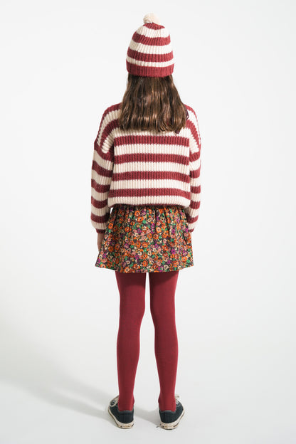 Piupiuchick knitted sweater bordeaux & light pink stripes