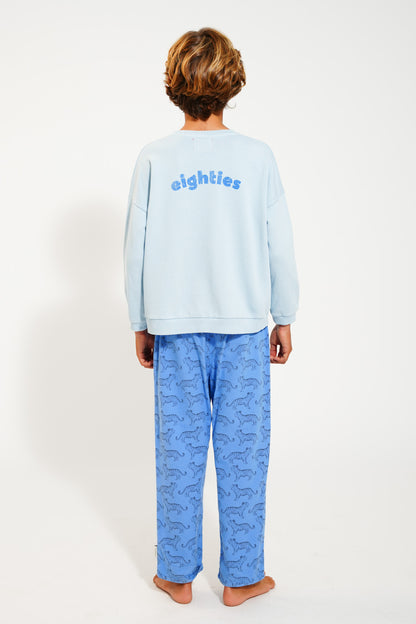 Piupiuchick light blue sweatshirt with MULTICOLOR WAVE print