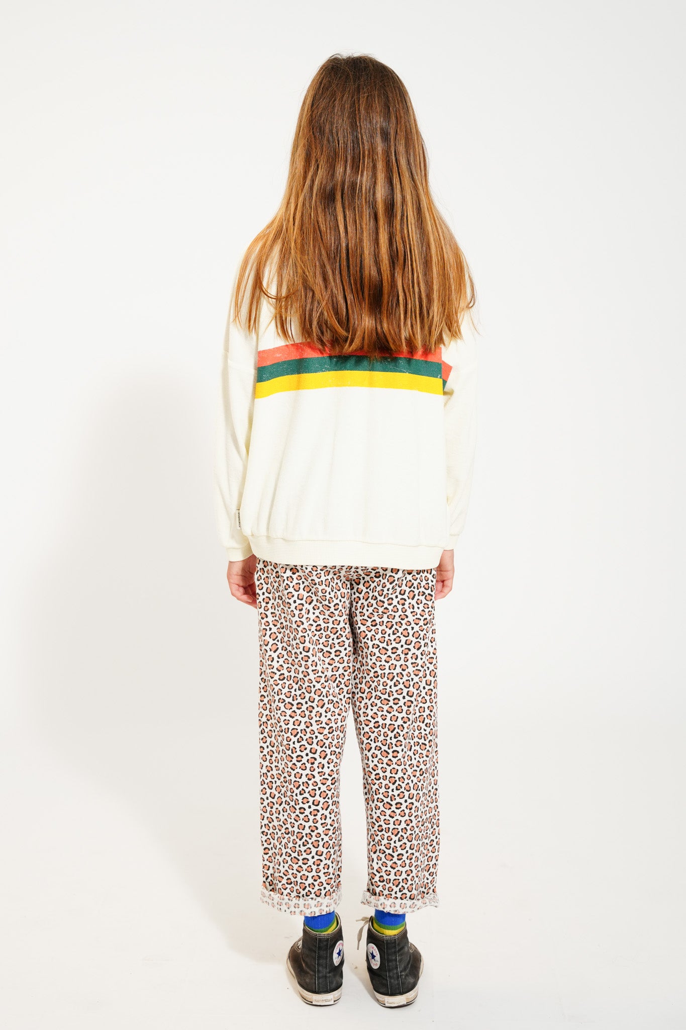 Piupiuchick ecru sweatshirt with multicolor STRIPES print