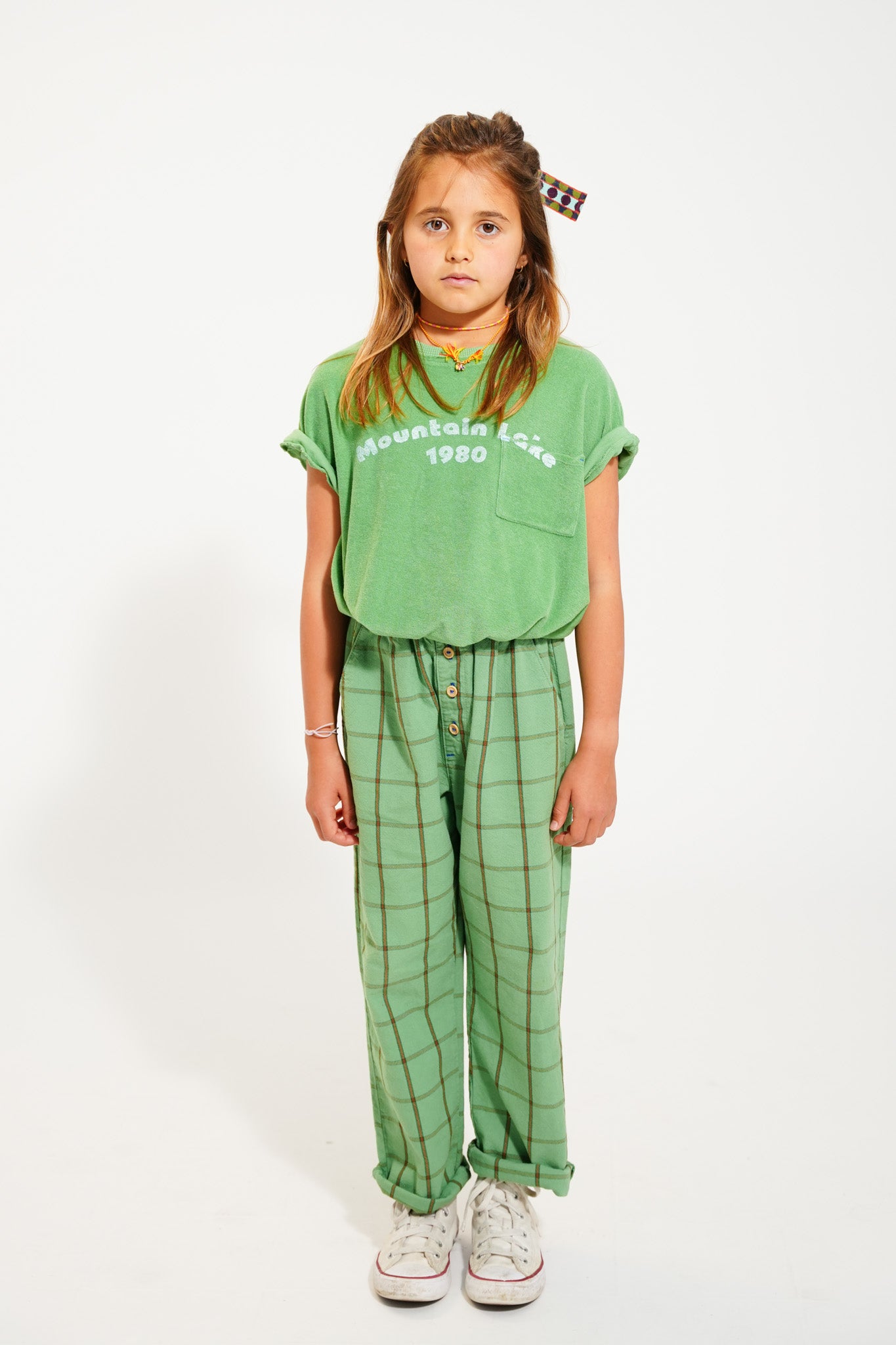 Piupiuchick GREEN CHECKERED unisex trousers