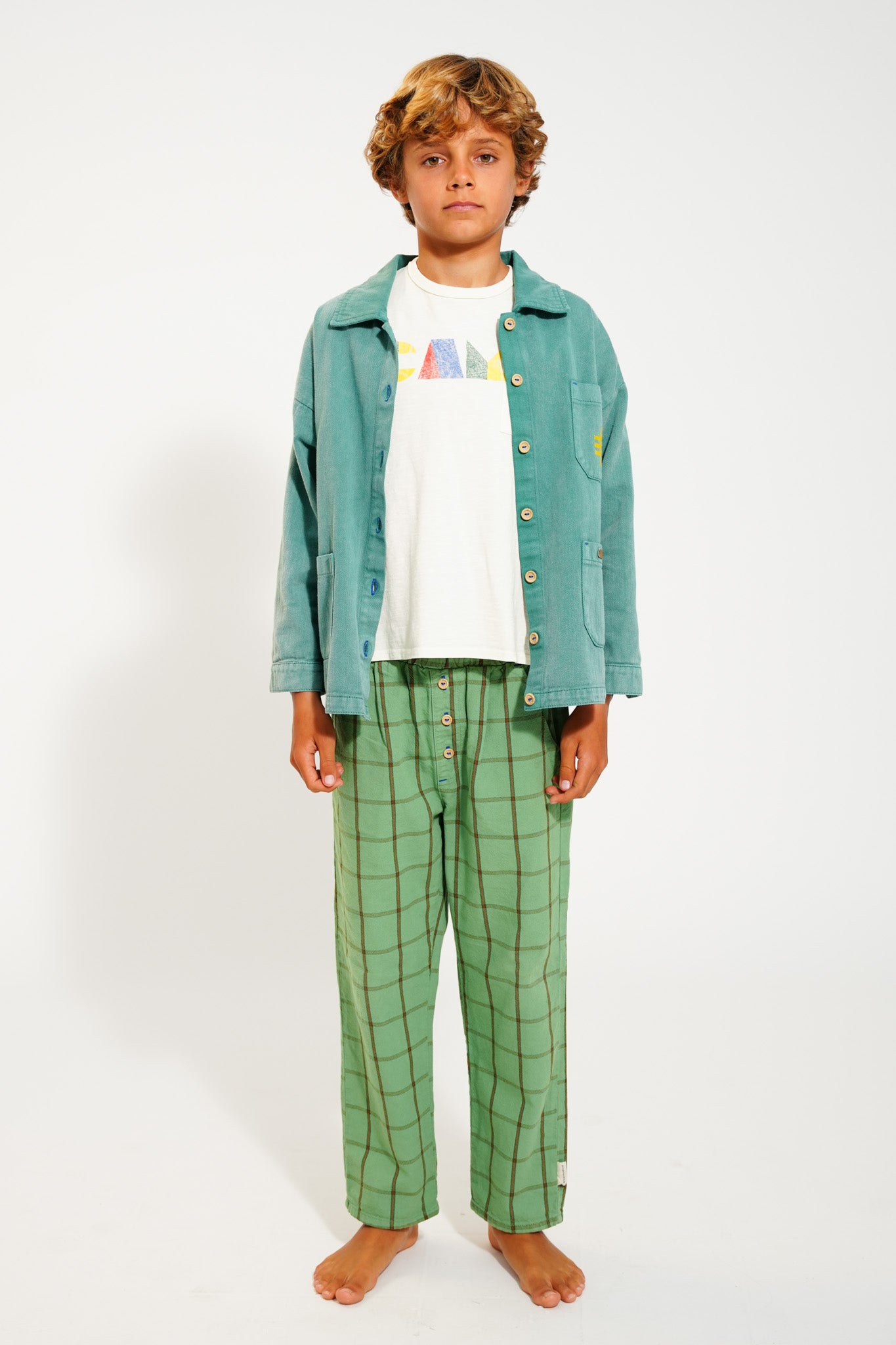 Piupiuchick GREEN CHECKERED unisex trousers