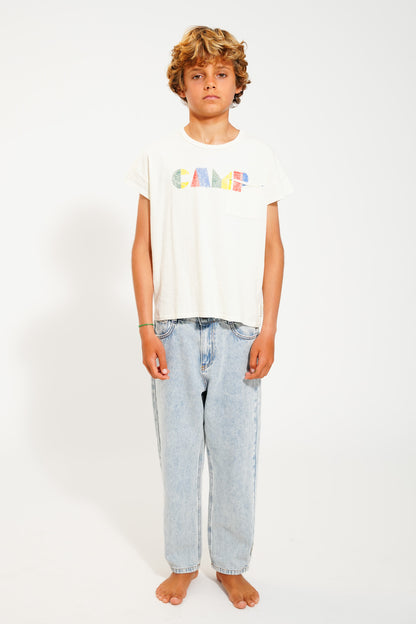 Piupiuchick ecru T-shirt with MULTICOLOR CAMP print