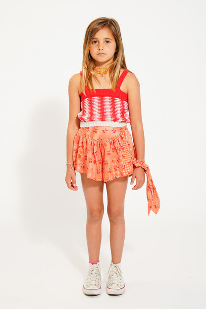 Piupiuchick knitted top with straps ECRU & RED STRIPES