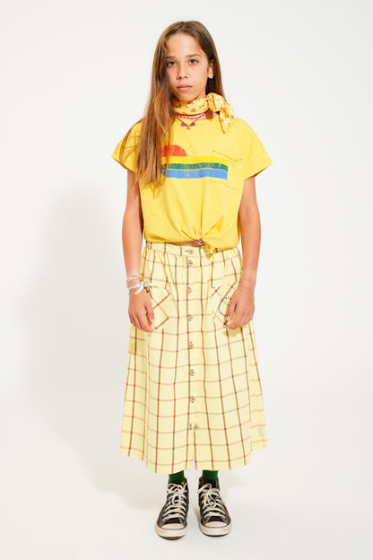 Piupiuchick yellow T-shirt with MULTICOLOR WAVE print