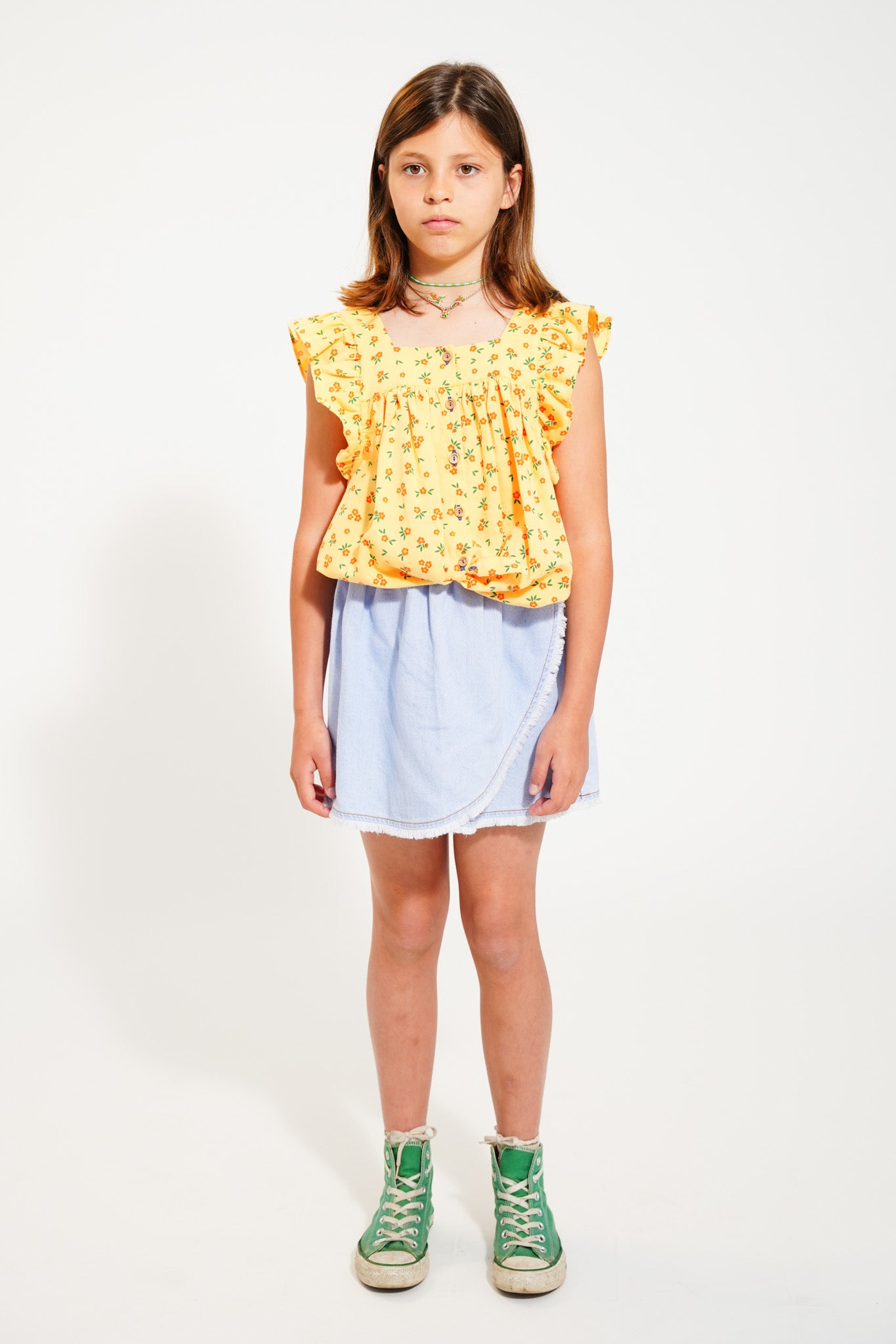Piupiuchick short skirt light blue soft denim / 10Y