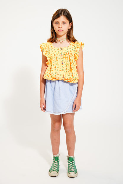 Piupiuchick short skirt light blue soft denim / 10Y