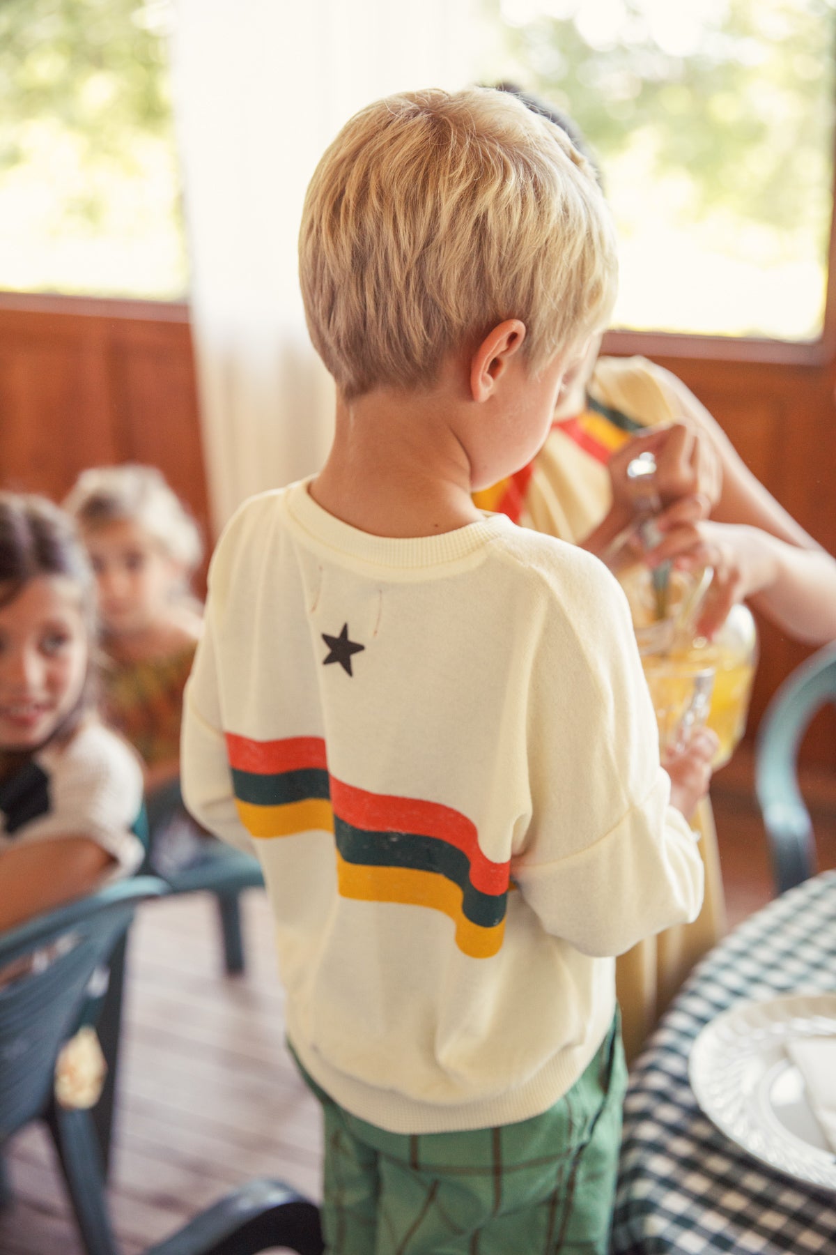 Piupiuchick ecru sweatshirt with multicolor STRIPES print